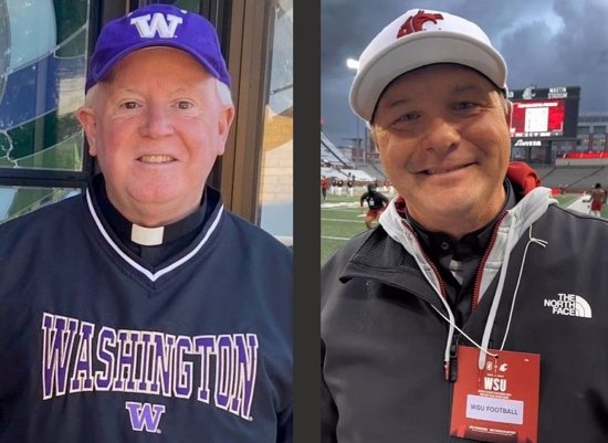 Father William "Bill" Heric, pastor of St. Bridget Parish in Seattle, is pictured with his youngest brother, Father Paul Heric, pastor of the St. Thomas More Catholic Student Center at Washington State University.