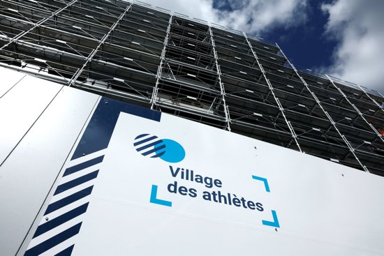 A general view shows the construction site of the Olympics 2024 Athletes' village in Saint-Ouen April 12, 2023.