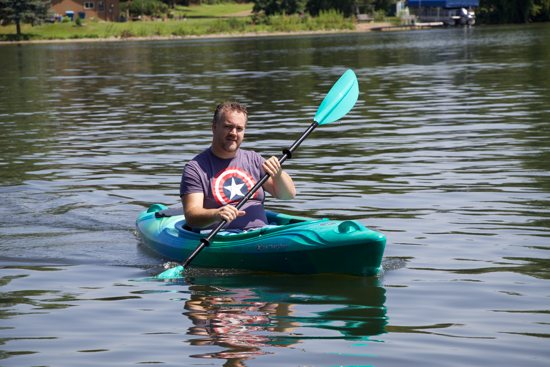 Scott Kiefer, a parishioner and staff member of St. Joseph the Worker in Maple Grove, paddles out on Medicine Lake in Plymouth to pray the rosary. In 2017, Kiefer made it a goal to kayak and pray the rosary on every lake in the Twin Cities urban metro area. 