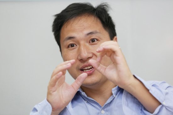 Scientist He Jiankui speaks at his company Direct Genomics in Shenzhen, Guangdong province, China, July 18, 2017. He served three years in prison for unethically creating the first human genetically edited babies in 2018.