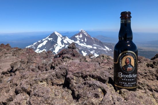 A Mount Angel Abbey Benedictine Brew is pictured July 18, 2024, atop Oregon's South Sister Mountain at 10,358 feet.