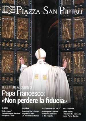 The cover of the December 2024 issue of Piazza San Pietro, a new magazine from the staff of St. Peter's Basilica, features a photo of Pope Francis opening the Holy Door of the basilica for the Jubilee of Mercy in December 2015.