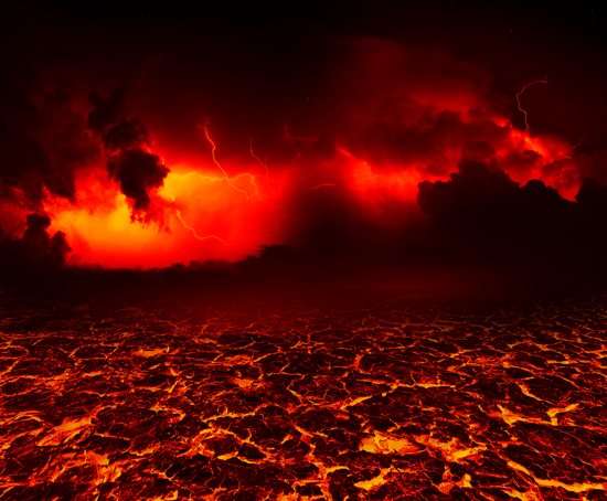 Hot lava and red sky