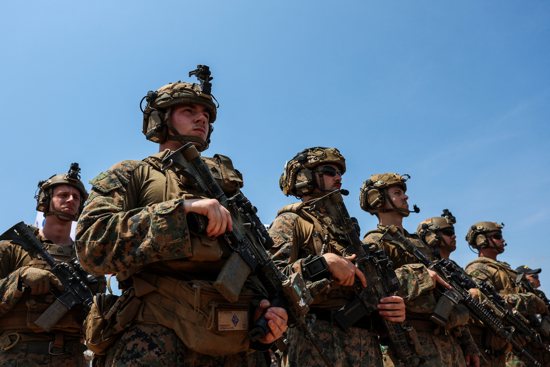 Members of the U.S. Marine Corps participate in an amphibious assault exercise as part of the "Cobra Gold 2025" joint military exercise at a military base in Chonburi province, Thailand, March 3, 2025. A federal judge ruled March 18 that the Pentagon cannot enforce President Donald Trump's order banning troops who identify as transgender from military service.