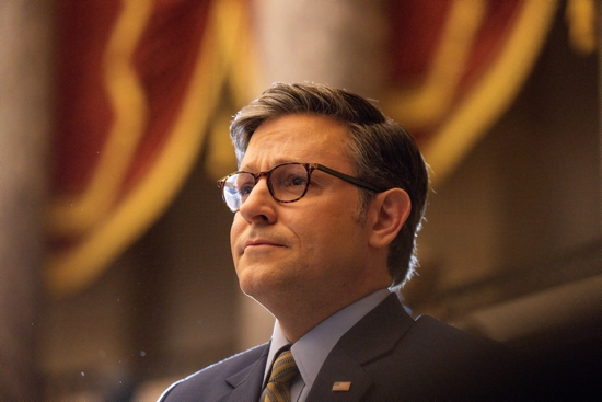 U.S. House Speaker Mike Johnson, R-La., listens to the national anthem during a ceremony in Washington Dec. 10, 2024. Johnson, the keynote speaker at the Susan B. Anthony Pro-Life America's annual Pro-Life America Gala April 29, 2025, suggested President Donald Trump legislative agenda could redirect funds from "big abortion." 