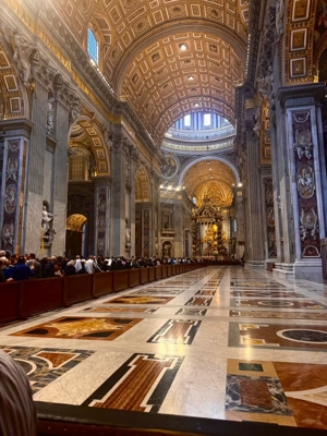 The group from St. John the Evangelist waited in line to pay respects to Pope Francis as he lay in state in St. Peter’s Basilica. 