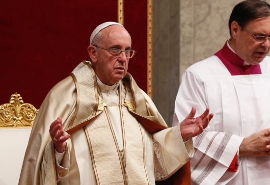 Pope Francis prays as he leads an evening prayer service to mark World Day of Prayer for the Care of Creation in St. Peter's Basilica at the Vatican Sept. 1, 2015. Pope Francis, formally Argentine Cardinal Jorge Mario Bergoglio, died April 21, 2025, at age 88. 