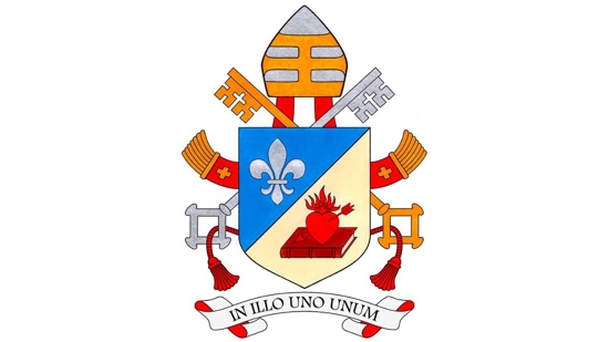 Pope Leo XIV's coat of arms with his episcopal motto, "In Illo uno unum," literally "In the One (Christ), we are one," is seen in an image published by the Vatican Secretariat of State May 10, 2025.