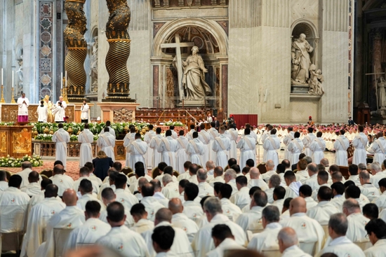 Pope Leo XIV gives his homily during Mass on the feast of the Sacred Heart of Jesus in St. Peter’s Basilica at the Vatican June 27, 2025.