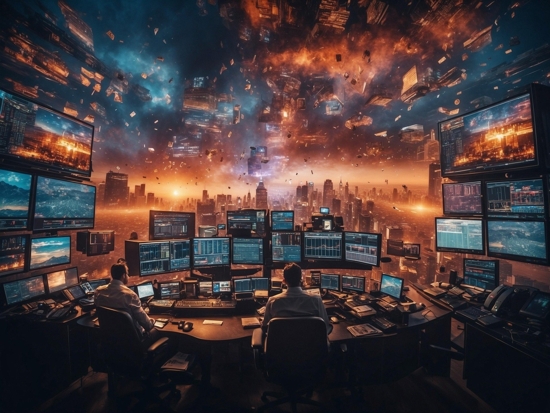 This is an undated AI-generated image of computers. The Catholic University of America in Washington is launching two AI degree programs in its School of Engineering.