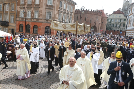 People take part in a Corpus Christi procession June 11, 2020, in Krakow, Poland. On June 19, 2025, cities, towns and villages held solemn Eucharistic processions, publicly professing belief in Christ's real presence in the Eucharist on the feast of Corpus Christ.
