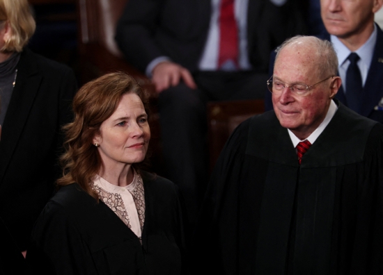 Justice Amy Coney Barrett looks on, on the day of U.S. President Donald Trump's speech to a joint session of Congress, in the House Chamber of the U.S. Capitol in Washington, D.C., March 4, 2025.