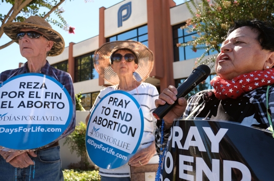 People in San Jose, Calif., participate in a recitation of the rosary outside a Planned Parenthood facility Sept. 28, 2022. The gathering was held on the first day of the 40 Days For Life nationwide campaign, which calls for peaceful protests for 40 days outside abortion facilities.