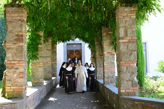 Pope Leo XIV visits members of the Poor Clares at their monastery in nearby Albano Laziale July 15, 2025.