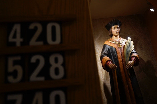 A statue of St. Thomas More, patron of statesmen, politicians and members of the legal profession, is seen at St. Thomas More Church in Hauppauge, N.Y. Lord chancellor of England under King Henry VIII, St. Thomas More was beheaded in 1535 on charges of treason after refusing to recognize the king as the supreme head of the Church of England. Under a proposal announced July 6, 2025, the Church of England is weighing a plan to disinter St. Thomas More's skull and place it in a shrine for veneration.