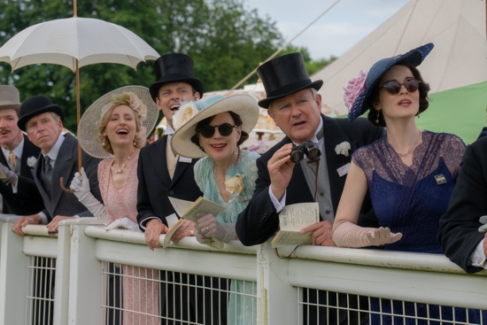Laura Carmichael, Harry Hadden-Paton, Elizabeth McGovern, Hugh Bonneville, and Michelle Dockery star in a scene from the movie "Downton Abbey: The Grand Finale." The OSV News classification is A-III -- adults. The Motion Picture Association of America rating is PG -- parental guidance suggested. Some material may not be suitable for children.
