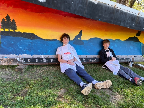 Students at St. Dominic in Northfield turn snowplow blades into moving art