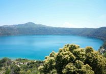 Lake Albano, which formed inside a volcano, is seen from Castel Gandolfo, Italy, July 1, 2025. (CNS photo/Lola Gomez)