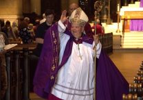 Archbishop Bernard Hebda blesses those who attended the prayer service at the Cathedral of St. Paul in St. Paul Aug. 28. JOSH MCGOVERN  |  THE CATHOLIC SPIRIT