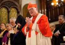 New York Cardinal Timothy M. Dolan joins the assembly in reciting the Nicene Creed during an ecumenical prayer service for peace in the world in honor of Mary, Mother of God, at Our Lady of Lebanon Maronite Cathedral in the Brooklyn Heights section of Brooklyn, N.Y., May 20, 2025. In a May 29 Wall Street Journal commentary, Cardinal Dolan said he is "stunned" that New York lawmakers "are on the verge of legalizing suicide," and he said he prays the governor "will step up to protect precious human life."