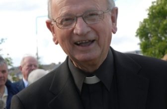 Former Bishop Eamonn Casey of Galway, Ireland, is pictured in an undated photograph. The remains of the bishop, who resigned from office in 1992 after it was revealed he had fathered a child in 1974, have been removed from their burial place in Galway Cathedral in the wake of a number of allegations of child abuse that came to light in 2024.