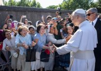 Pope Leo XIV greets people as he arrives in Castel Gandolfo, Italy, July 6, 2025, after reciting the Angelus at the Vatican. The pope will stay in Castel Gandolfo for his customary retreat through July 20.