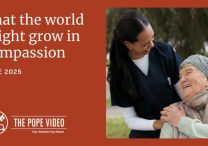 The opening slide of "The Pope Video" for June is seen with Pope Leo XIV's prayer intention for the month: "That the world might grow in compassion." The video was released at the Vatican June 3, 2025.