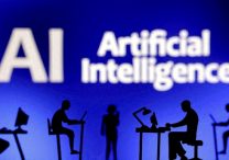 Figurines with computers and smartphones are seen in front of the words "AI Artificial Intelligence" in this Feb. 19, 2024, illustration.