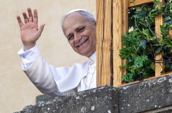 Pope Leo XIV waves after arriving in Castel Gandolfo, Italy, July 6, 2025. The pope will stay in Castel Gandolfo for his customary retreat through July 20.