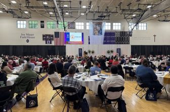 Archbishop Hebda encourages attendees at the Synod Assembly. JOE RUFF  |  THE CATHOLIC SPIRIT