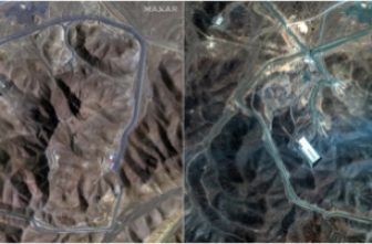 A combination picture shows satellite images over Fordo underground complex, before and after the U.S. struck the underground nuclear facility, near Qom, Iran, June 20, 2025 (L) and June 22, 2025.