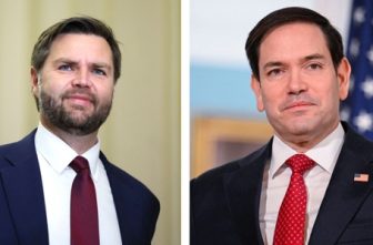 U.S. Vice President JD Vance and Secretary of State Marco Rubio, are pictured in a combination photo. The two leaders will attend the inaugural Mass of Pope Leo XIV on May 18, 2025, the vice president's office said.